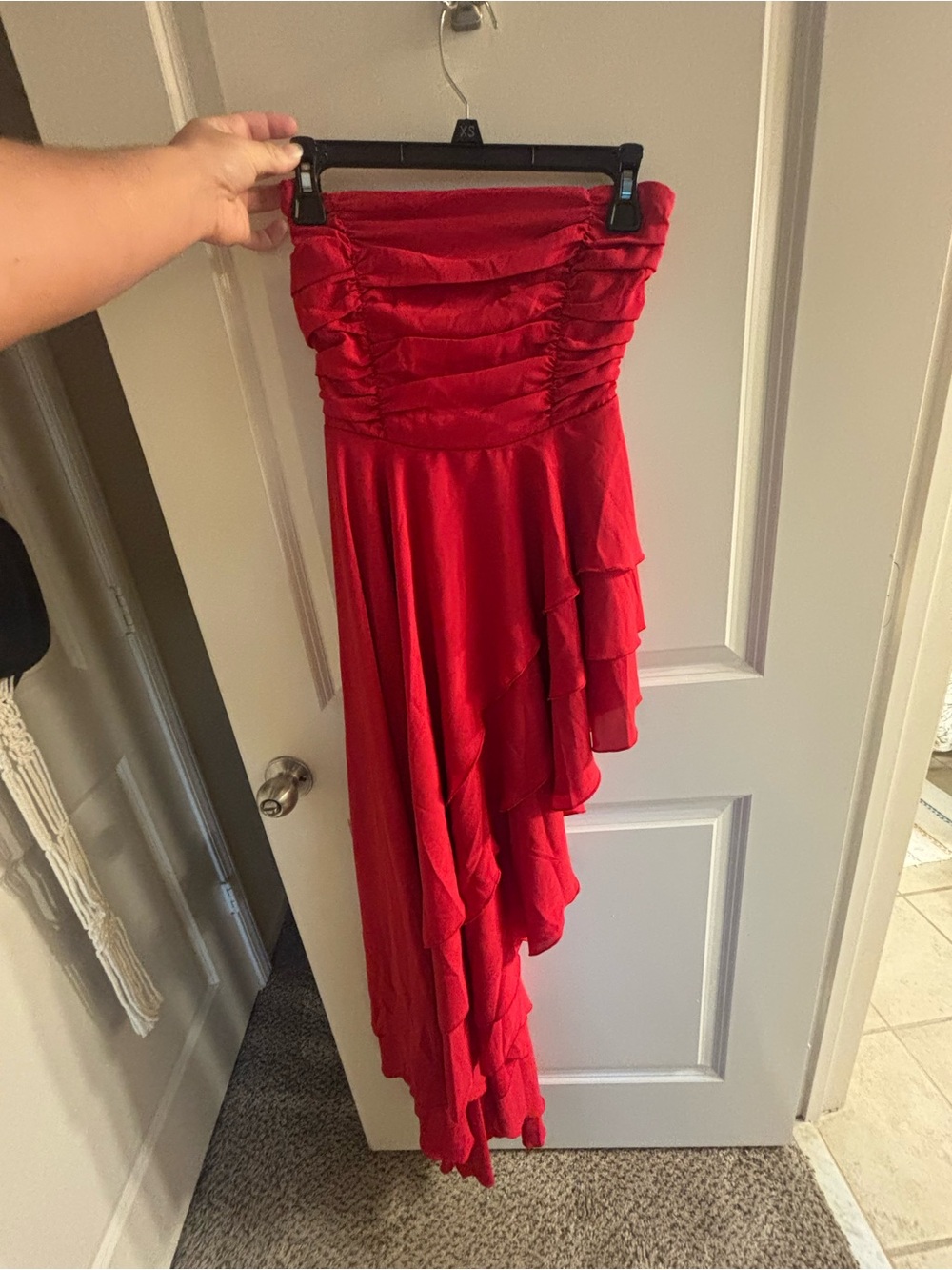 Lucy in the Sky Strapless Red High-Low Ruffle Dress - Picture 3 of 5